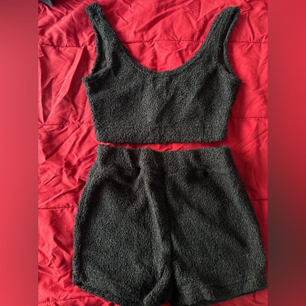 Roma Confidential Brand Black Fuzzy Sleepwear Set